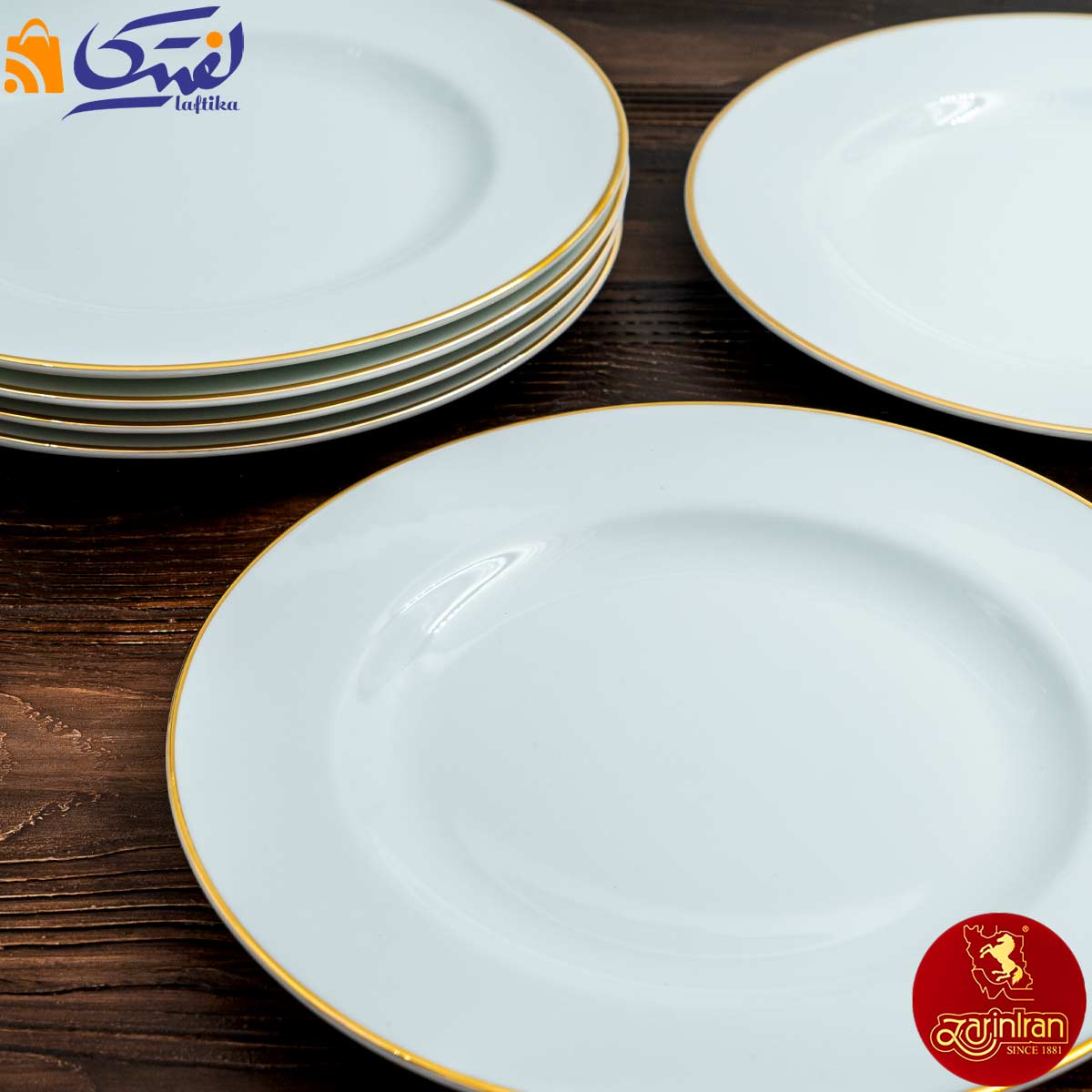 بشقاب پیش دستی چینی زرین طرح زرین لب طلایی سایز 19