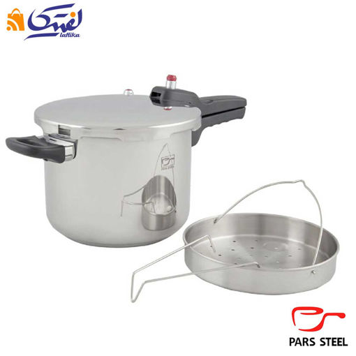 زودپز با سبد بخارپز کف سه لایه پارس استیل ۶ لیتری