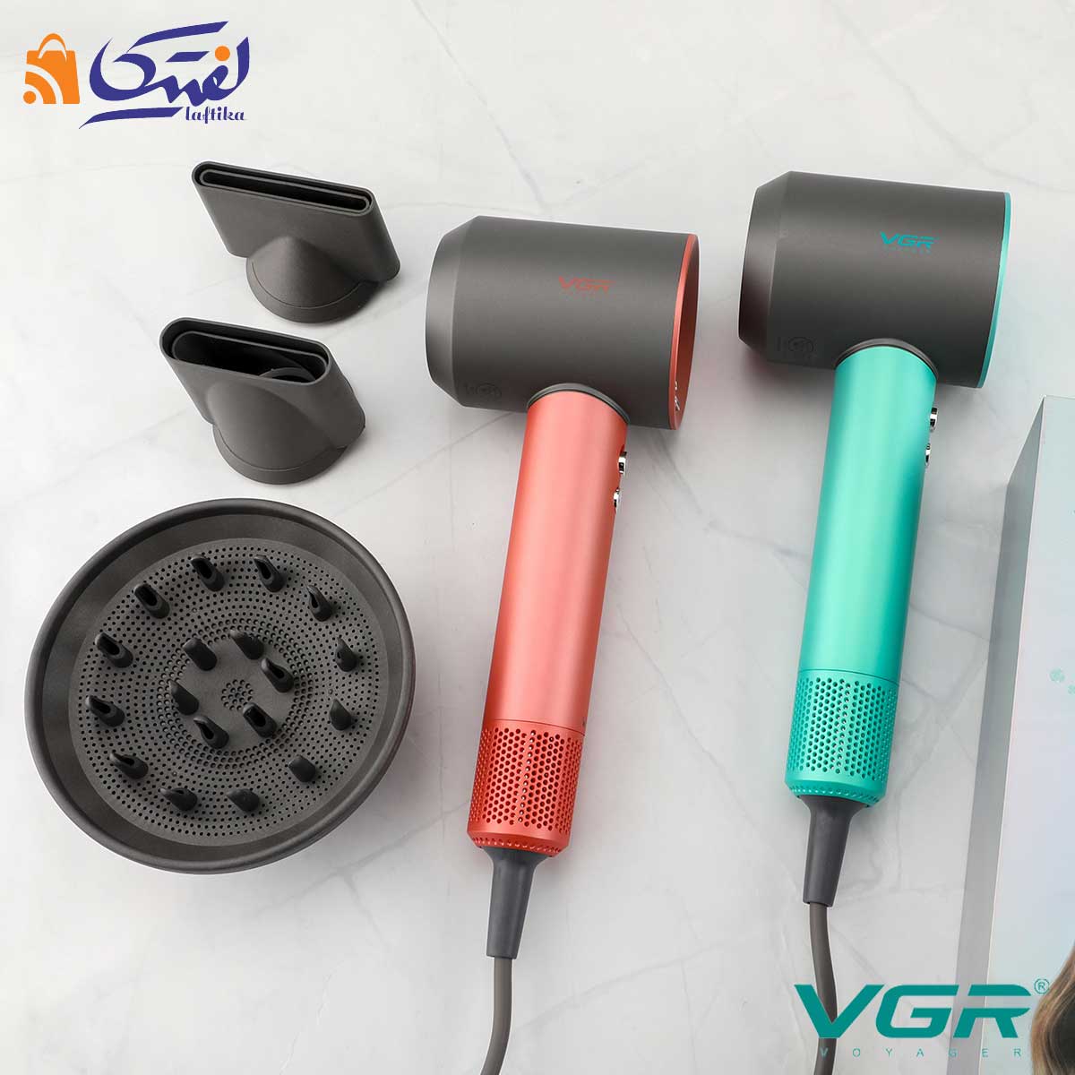 سشوار وی جی آر رنگ سبز و مسی VGR-440