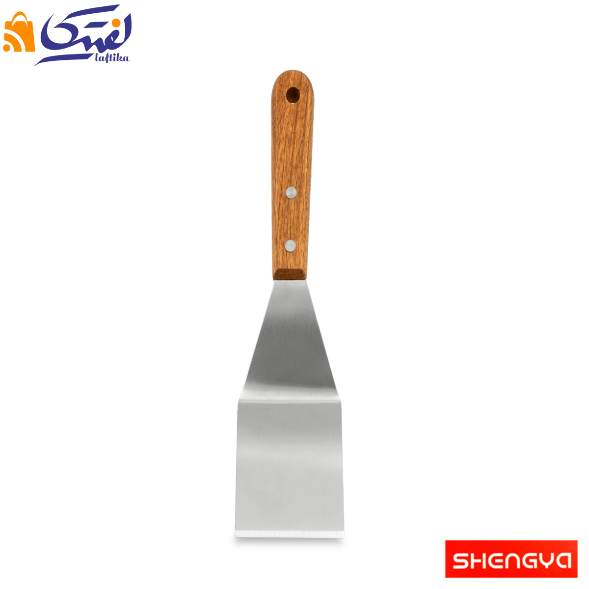 کاردک آشپزی زاویه دار استیل دسته چوبی شنگیا