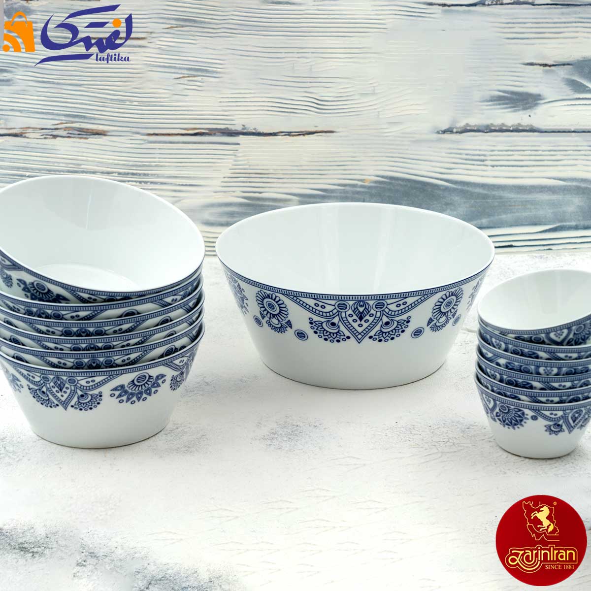 سرویس پیاله چینی زرین فرم اس 13 پارچه