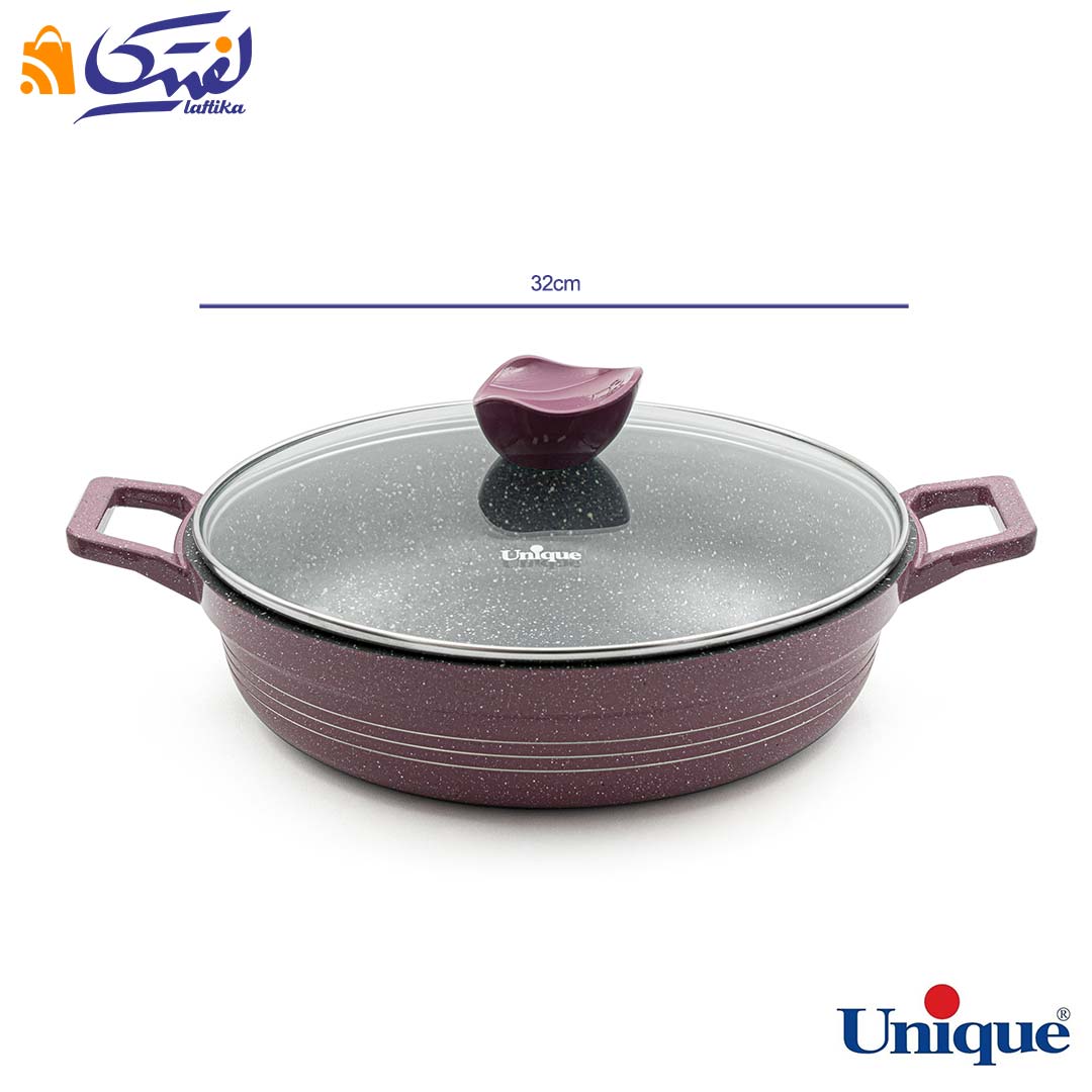 قیمت سرویس قابلمه گرانیتی یونیک 16 پارچه بادمجانی کلاسیک UN-7717