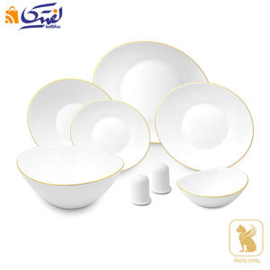 سرویس 28 پارچه پارس اپال سفید لب طلا بیضی 6 نفره
