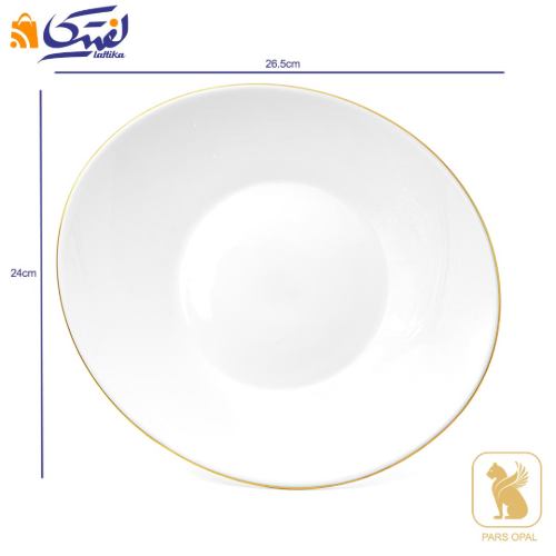 قیمت سرویس 28 پارچه پارس اپال سفید لب طلا بیضی 6 نفره