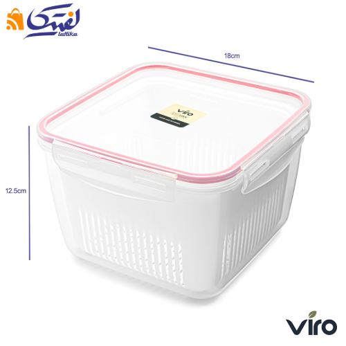 ابعاد ظرف فریزری سبد دار ایزی لاک پلاس مربع 4 برند ویرو - کد 614