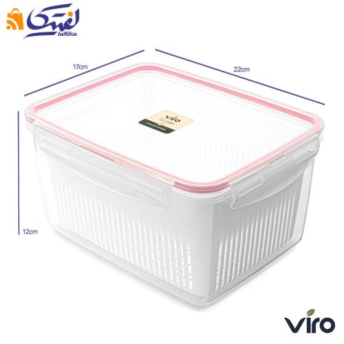 ابعاد ظرف فریزری سبد دار ایزی لاک پلاس 3600 میلی لیتر مستطیل 4 برند ویرو - کد 604