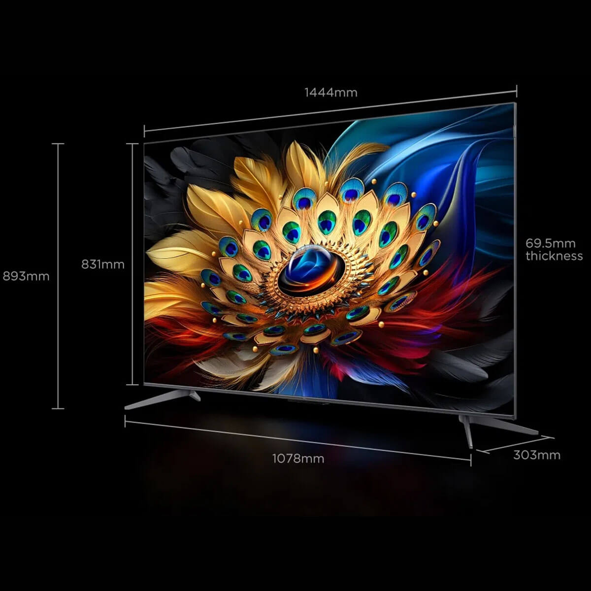 ابعاد تلویزیون 65 TCL C655