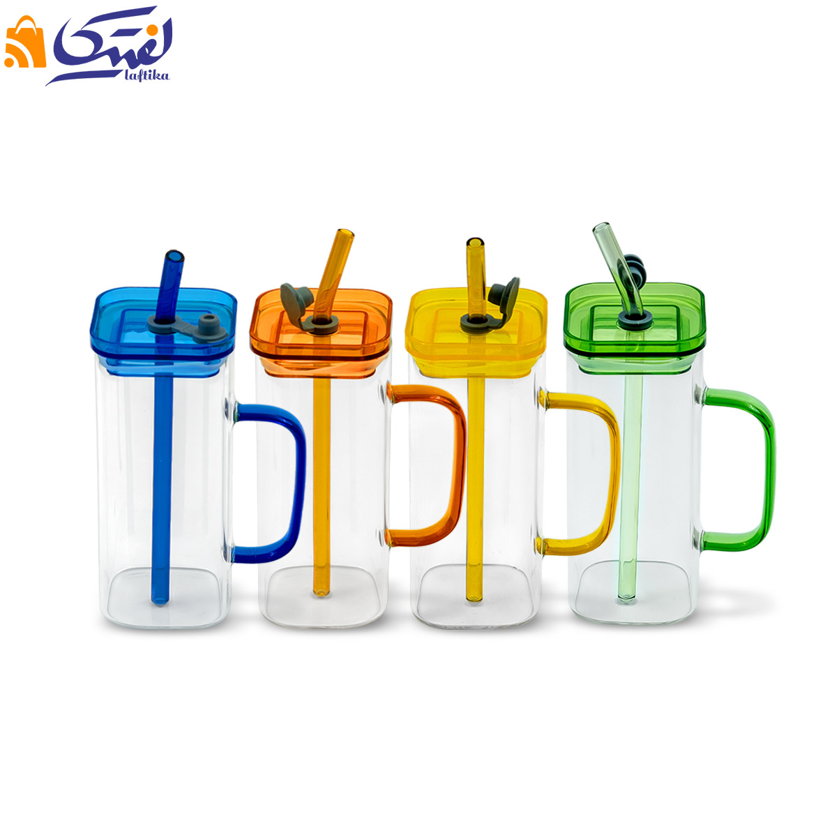 لیوان 4 گوش دسته رنگی