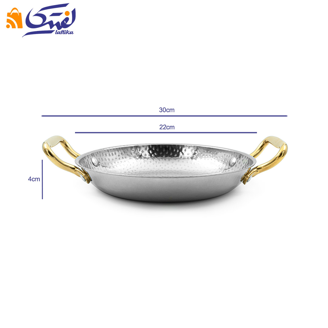 قیمت ماهیتابه استیل دسته طلایی داخل چکشی سایز 22 POT-22