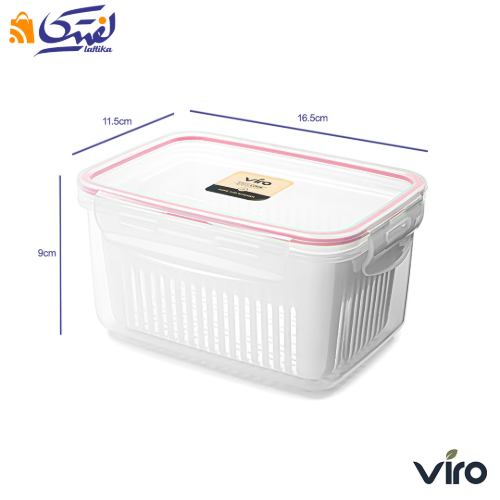 ابعاد ظرف فریزری سبد دار ایزی لاک پلاس 1300 میلی لیتر مستطیل 2 - کد 602