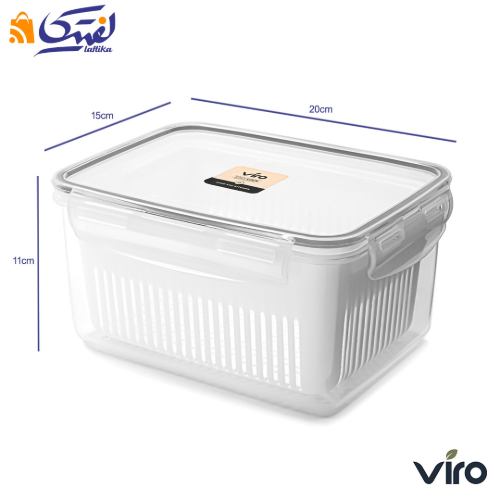 ابعاد ظرف فریزری سبد دار ایزی لاک پلاس 2200 میلی لیتر مستطیل 3 - کد 603