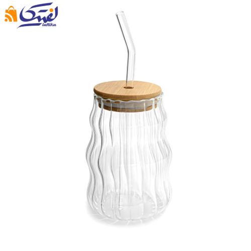 لیوان اسموتی نی دار درب بامبو کد EH-4