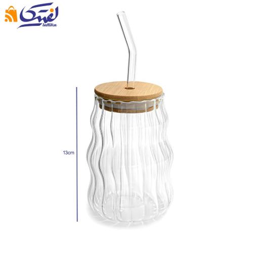 ابعاد لیوان اسموتی نی دار درب بامبو کد EH-4