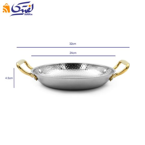 ابعاد ماهیتابه استیل دسته طلایی داخل چکشی سایز 24 POT-24