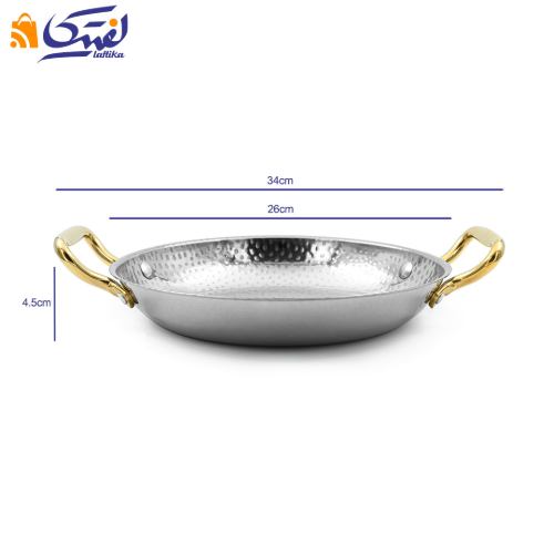 ابعاد ماهیتابه استیل دسته طلایی داخل چکشی سایز 26 POT-26