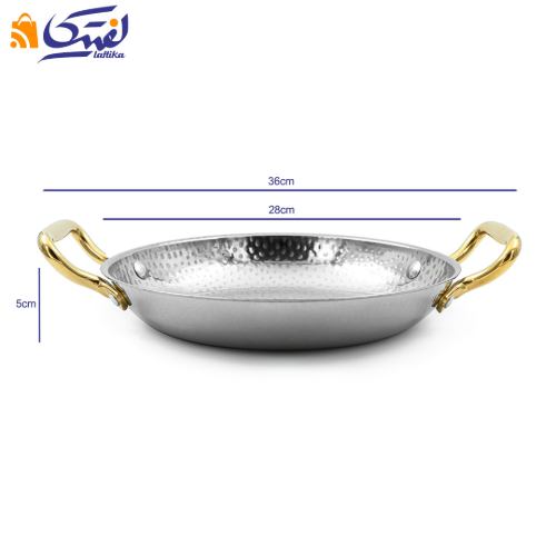 ابعاد ماهیتابه استیل دسته طلایی داخل چکشی سایز 28 POT-28