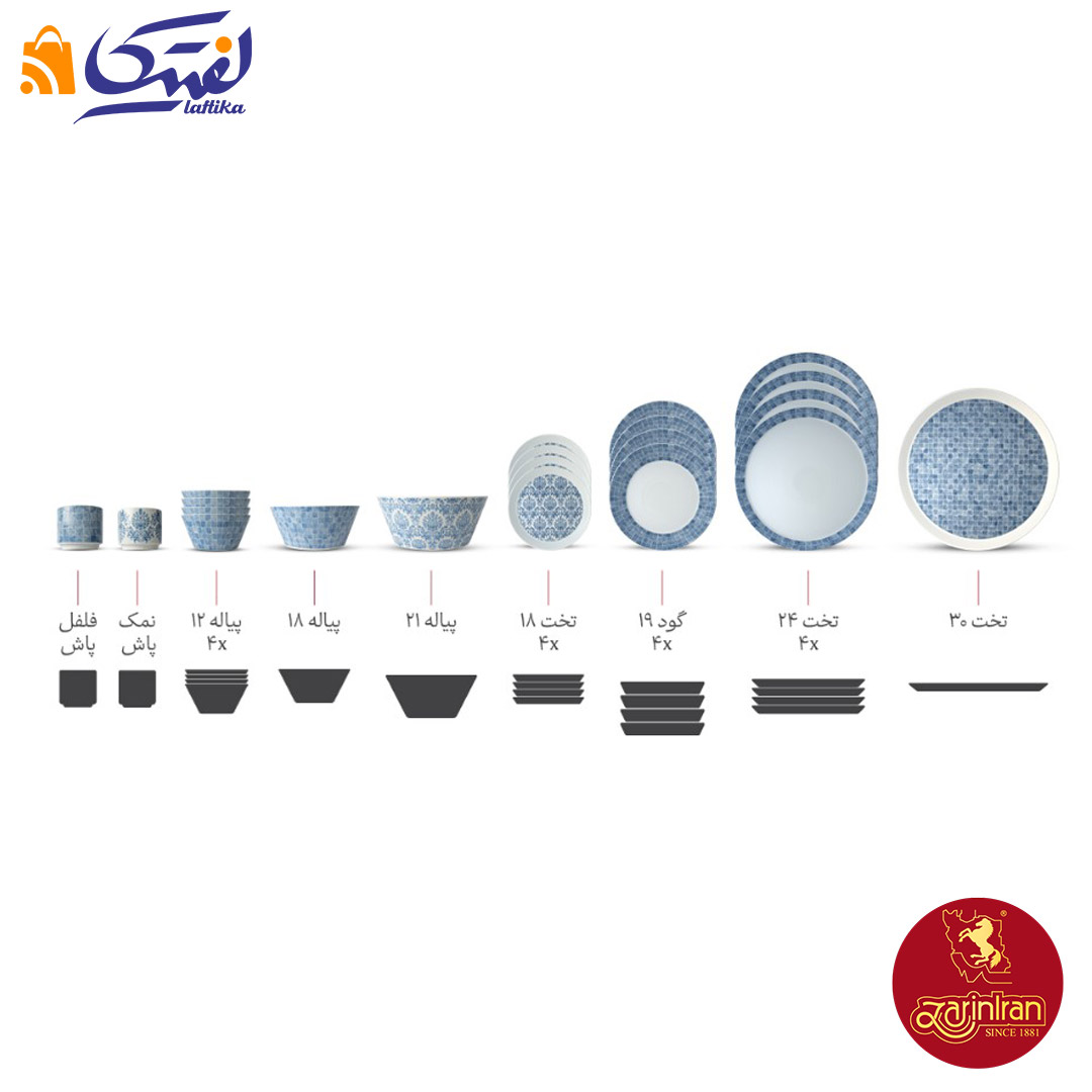 خرید سرويس غذا خوری چینی زرین فرم اس ۲۱ پارچه مورآكو
