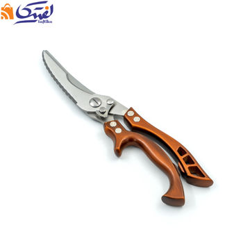 قیچی آشپزخانه دسته فلزی رنگ چوبی کد SC-1708