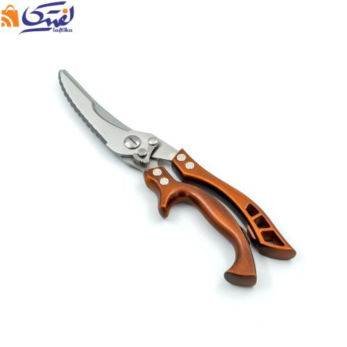 قیچی آشپزخانه دسته فلزی رنگ چوبی کد SC-1708