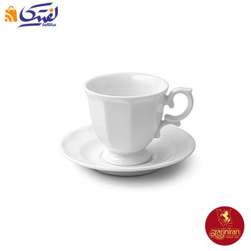 سرویس فنجان و نعلبکی قهوه 6 نفره چینی زرین - مدل نئوکلاسیک طرح سفید