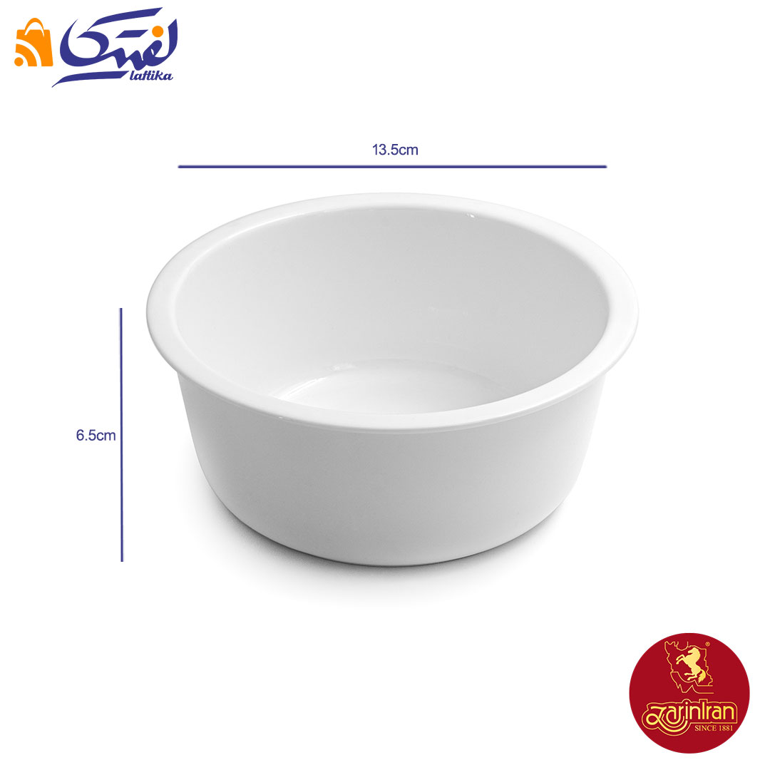 ابعاد پیاله لبه دار آشپزخانه 16 سفید چینی زرین