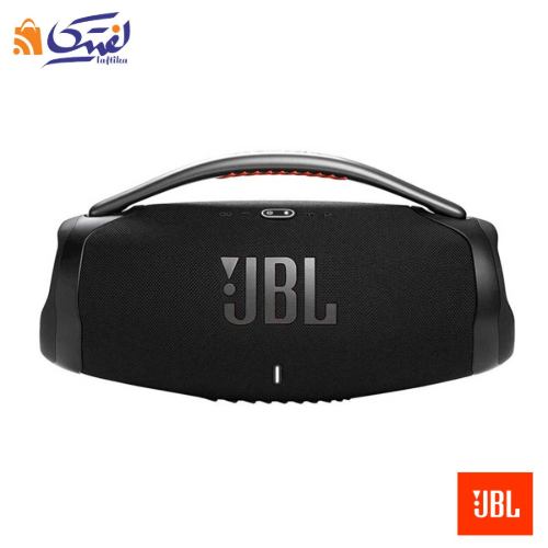 اسپیکر بلوتوثی قابل حمل جی بی ال Boombox 3 مشکی با دسته کرومی