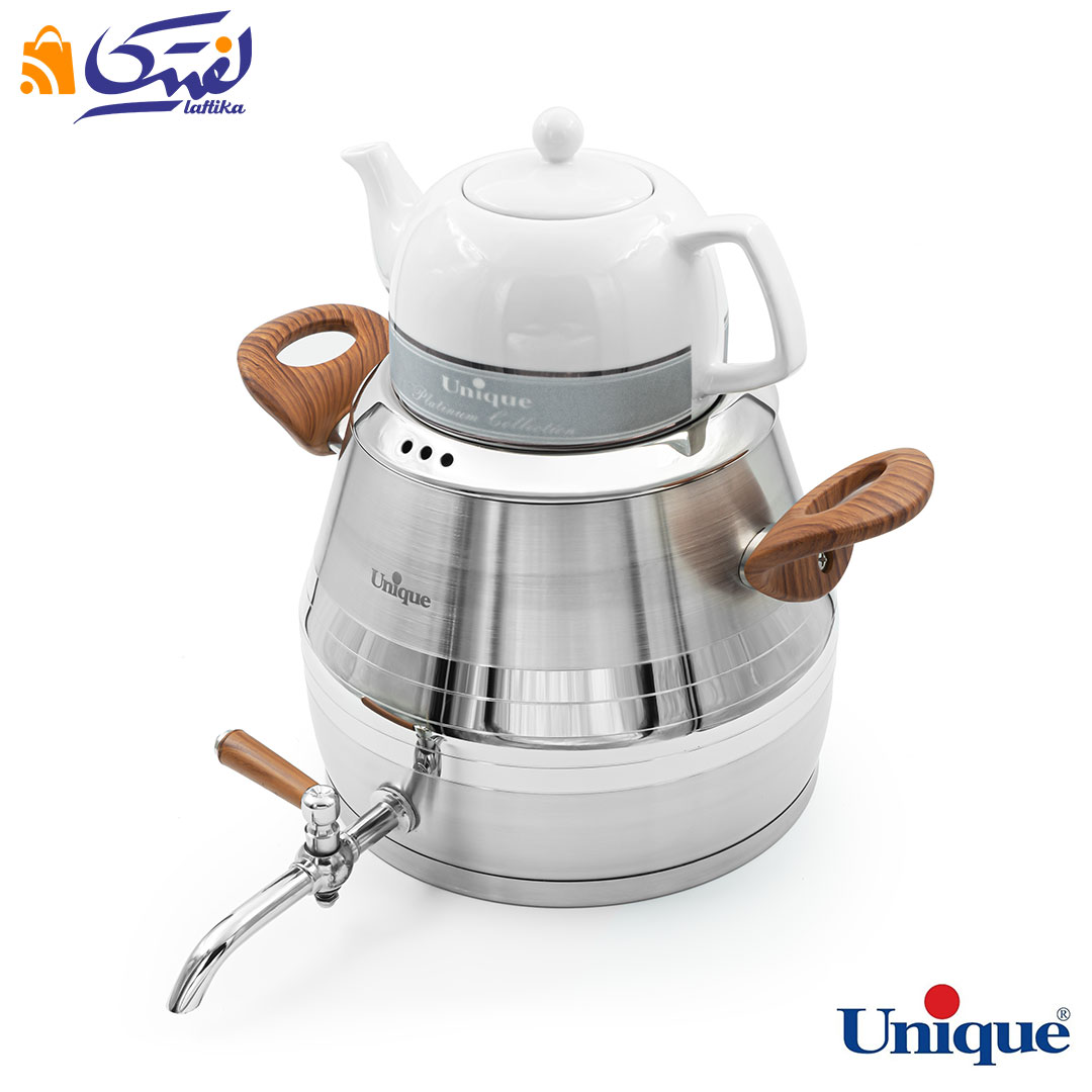 کتری و قوری 5 لیتر طرح ترک یونیک UN-7297 دسته چوبی