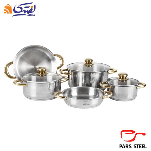 سرویس قابلمه پارس استیل 8 پارچه دسته طلایی