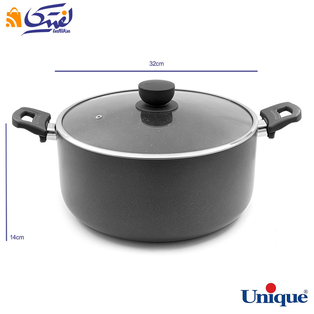 ابعاد قابلمه سایز 32 یونیک کف گرانیت طوسی تیره UN-8112