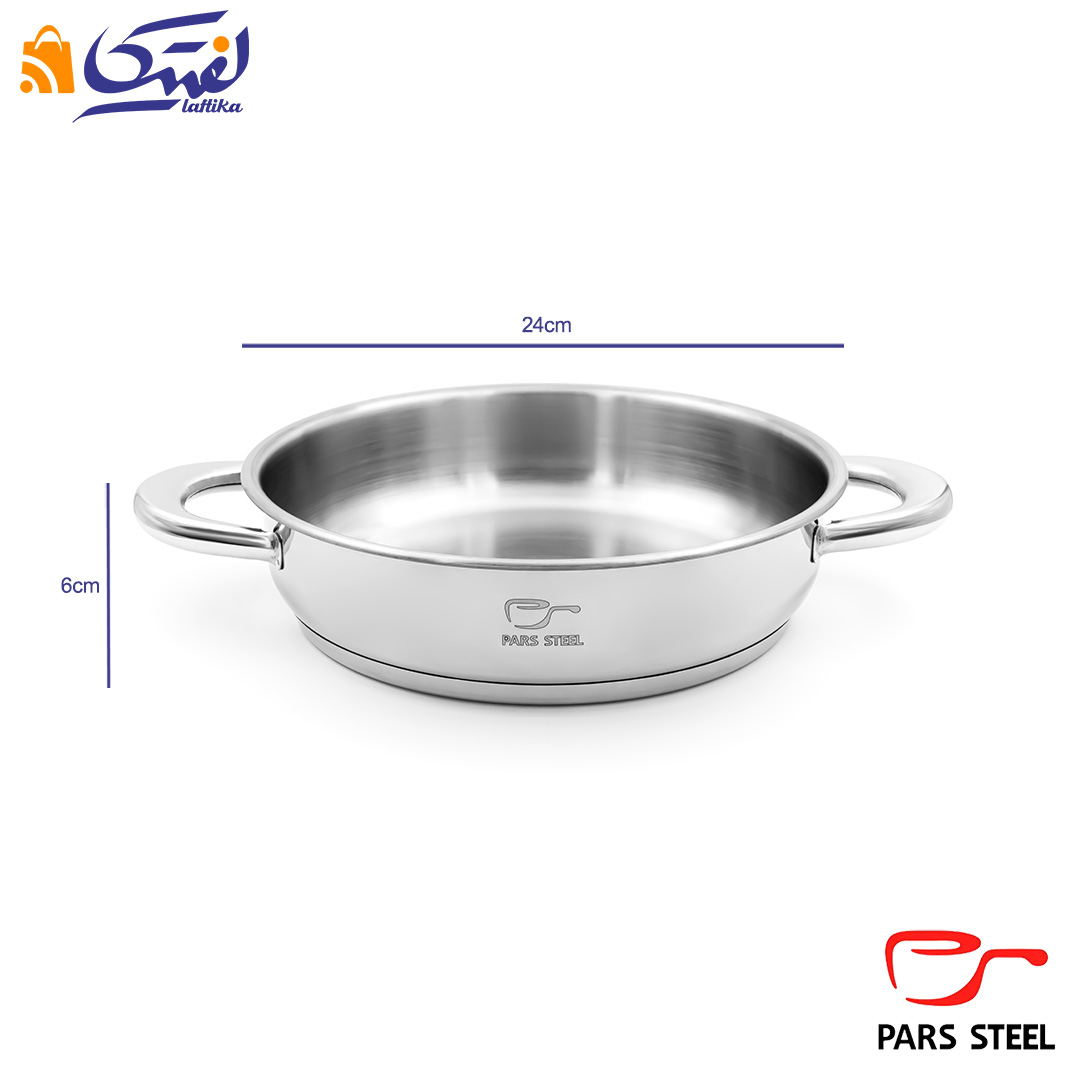 خرید تابه پارس استیل سایز 24 دو دسته کف سه لایه