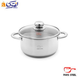 قابلمه پارس استیل سایز 20 کف سه لایه درب پیرکس