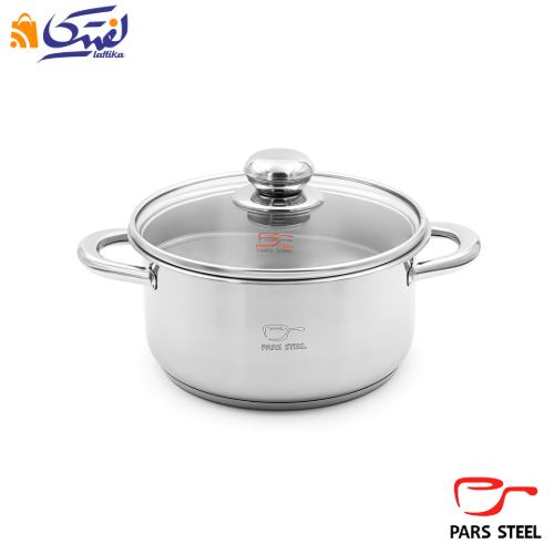 قابلمه پارس استیل سایز 20 کف سه لایه درب پیرکس