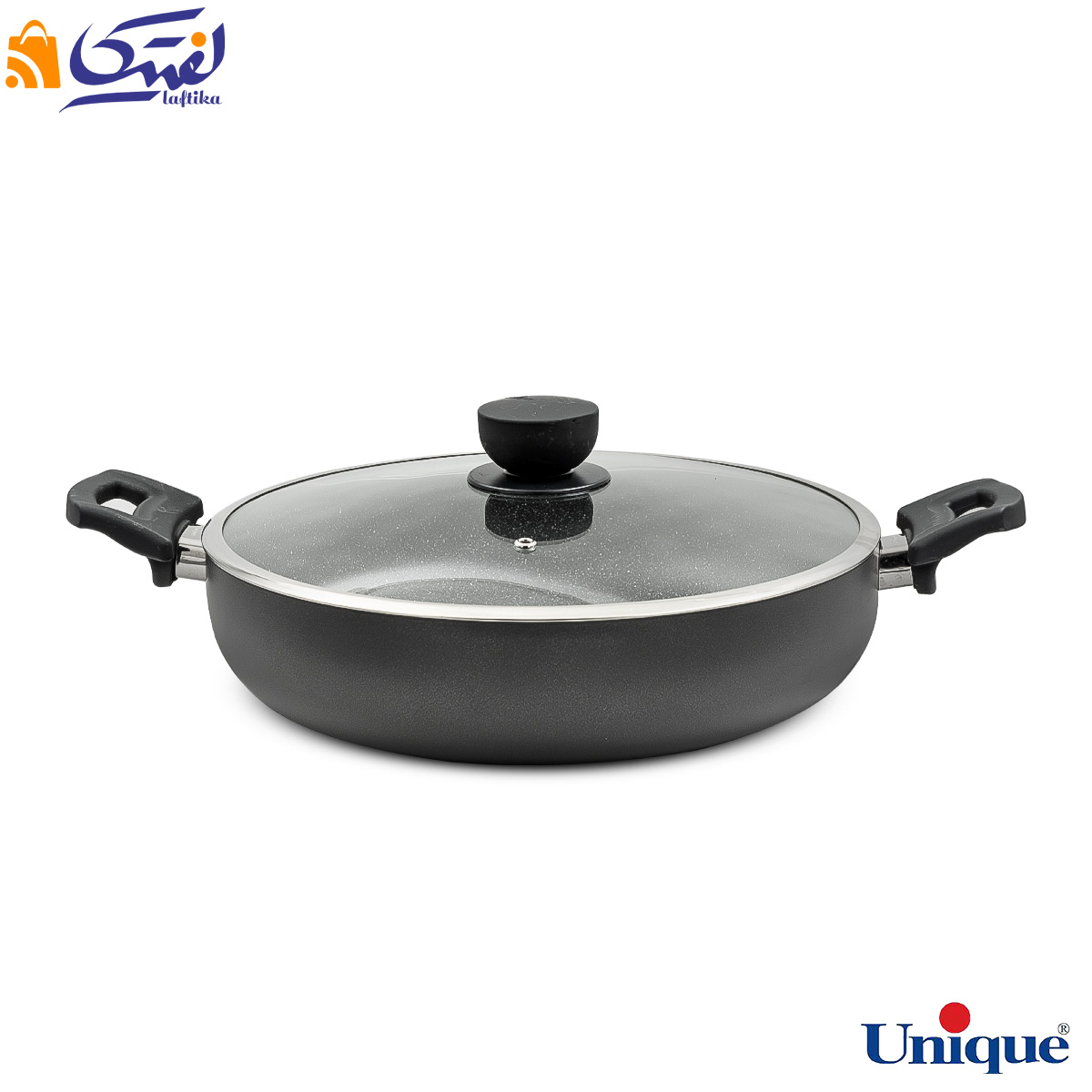 تابه دو دسته یونیک سایز 32 کف گرانیت طوسی تیره UN-8128