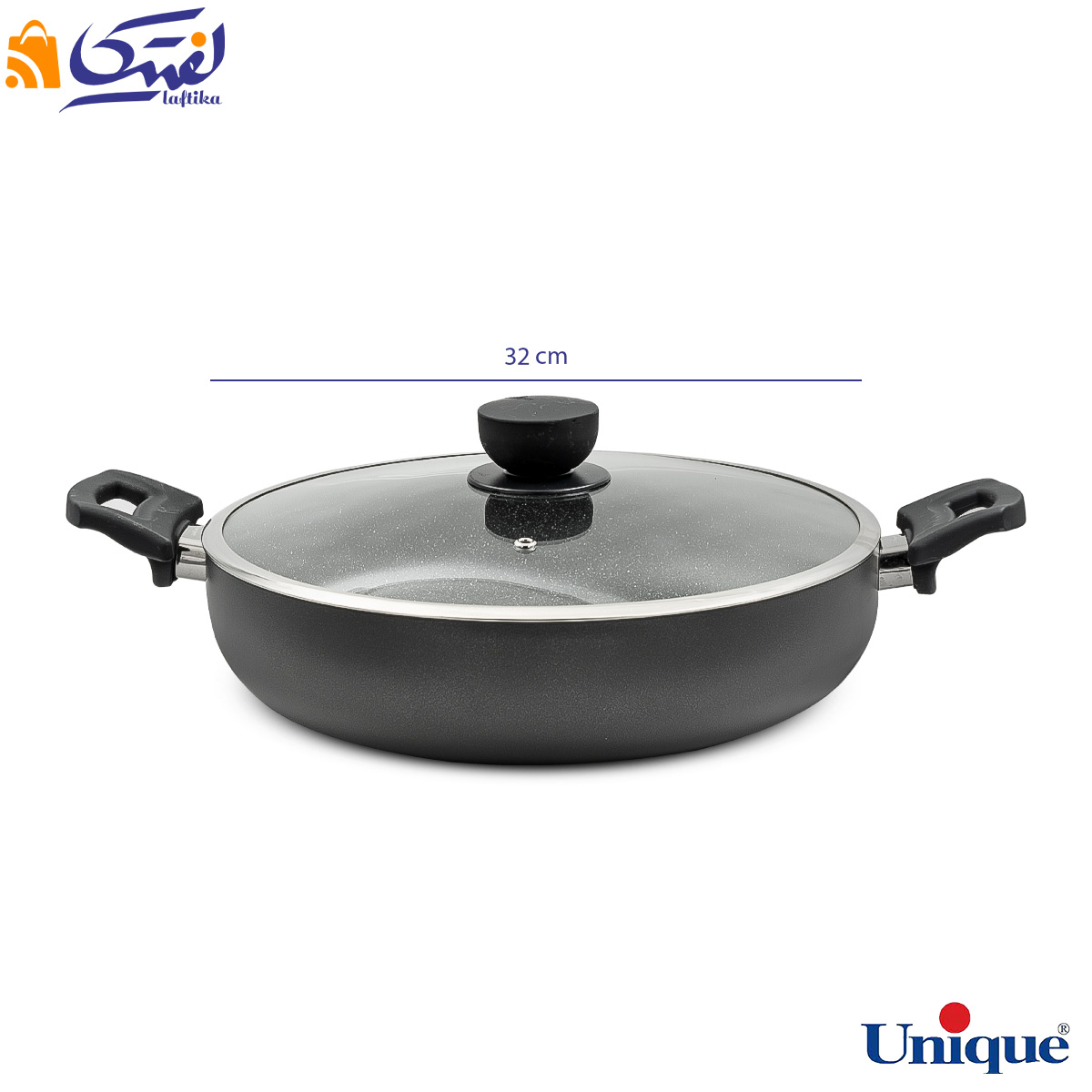تابه دو دسته یونیک سایز 32 کف گرانیت طوسی تیره