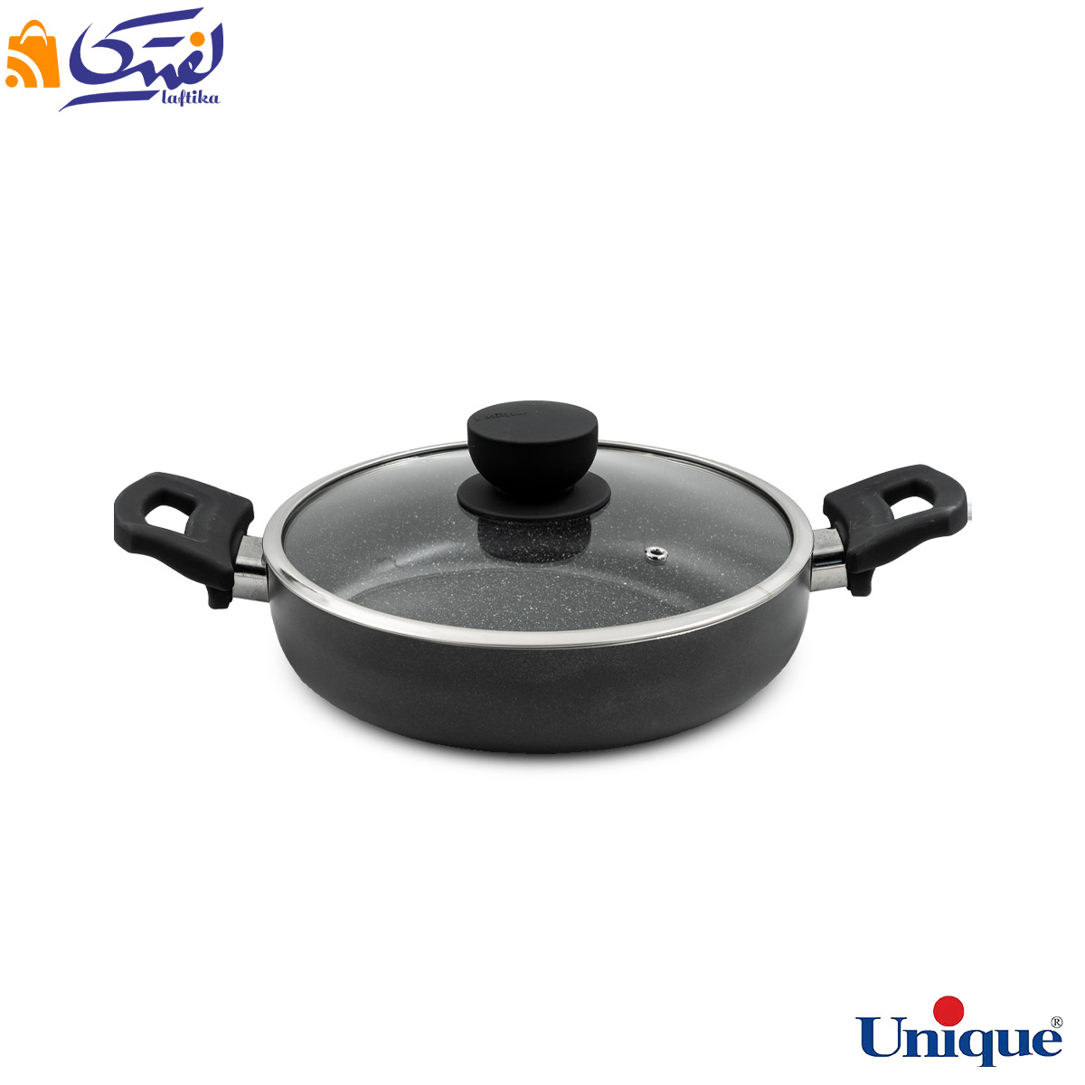 تابه دو دسته سایز 24 یونیک کف گرانیت طوسی تیره UN-8124