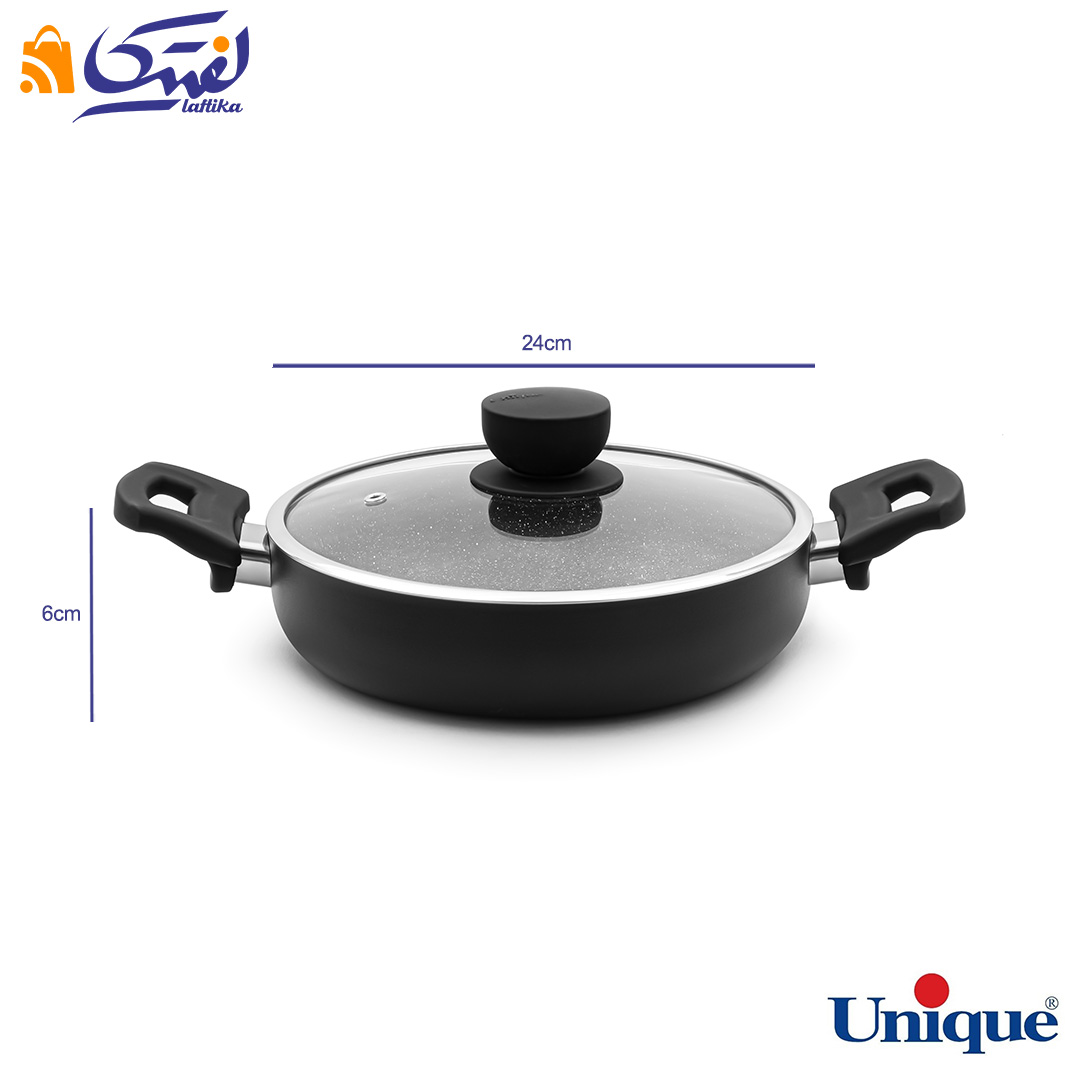 ابعاد تابه دو دسته یونیک گرانیت مشکی UN-8123