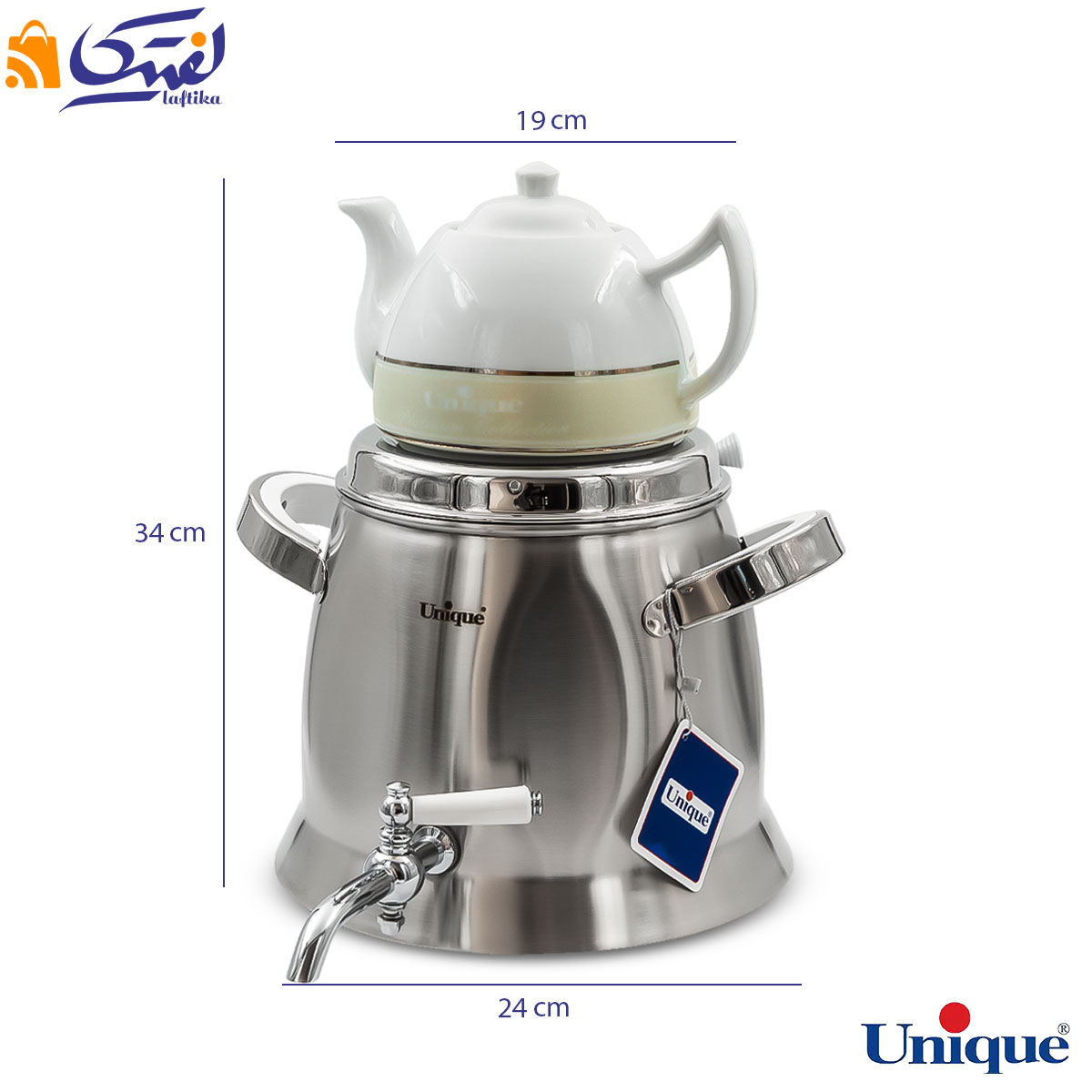 کتری و قوری 6 لیتر شیر دار استیل یونیک