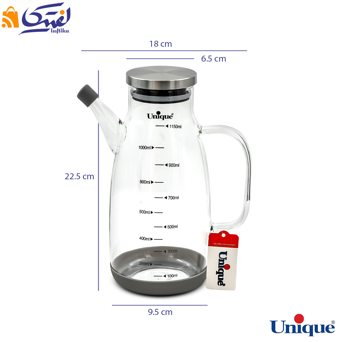 ظرف روغن ریز 1150 میلی لیتر یونیک درب استیل
