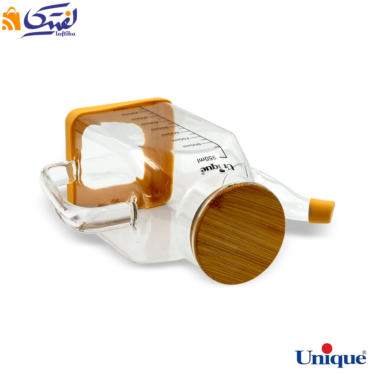 ظرف روغن ریز 950 میلی لیتر یونیک درب بامبو