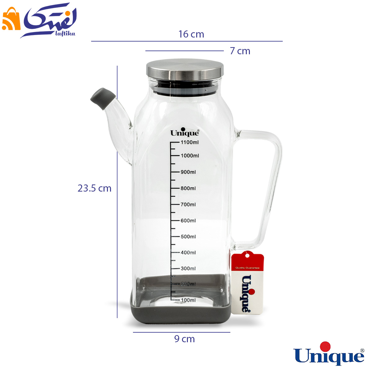ظرف روغن ریز 1100 میلی لیتر یونیک درب استیل