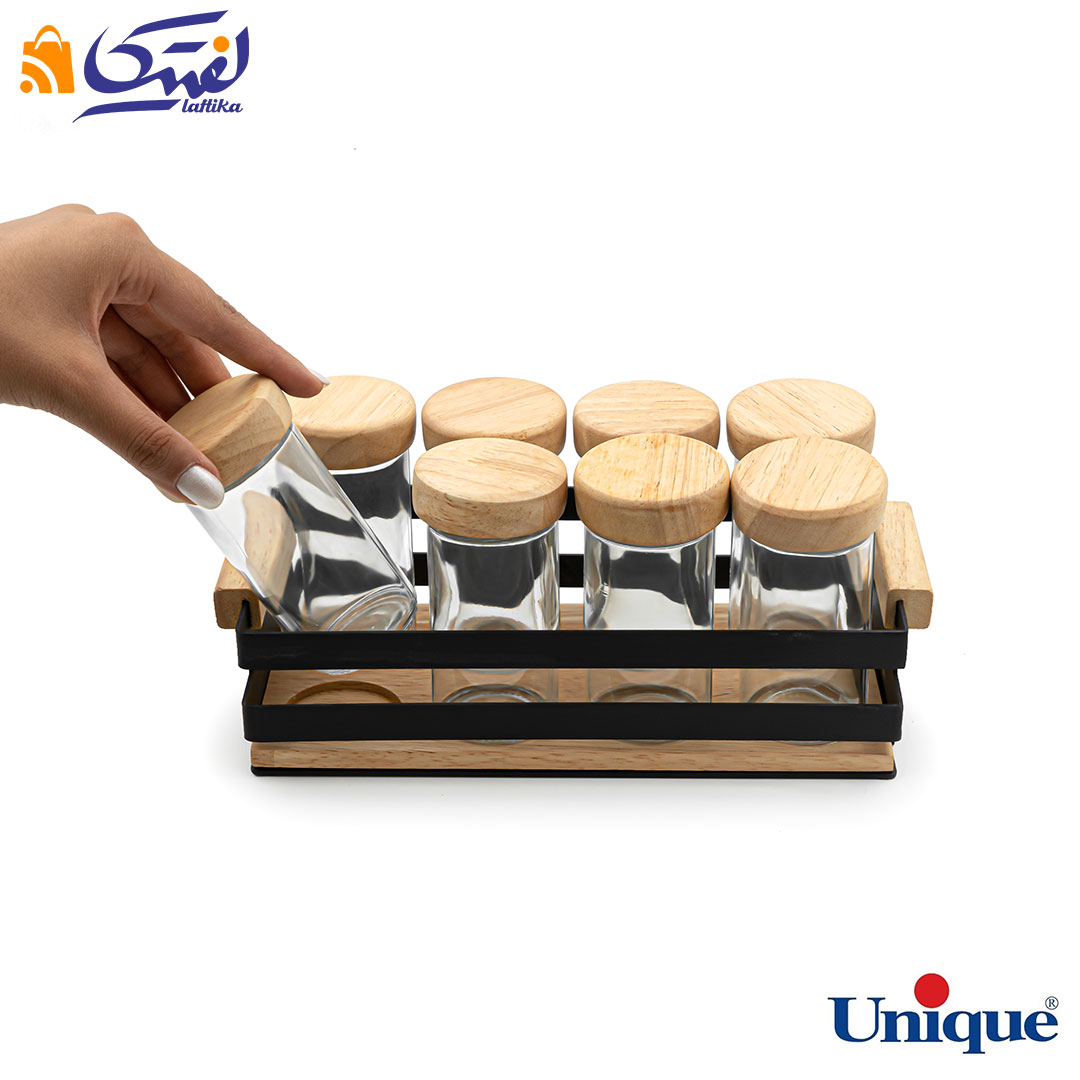 قیمت ست جا ادویه فلزی دو ردیفه یونیک 8 تایی UN-6160