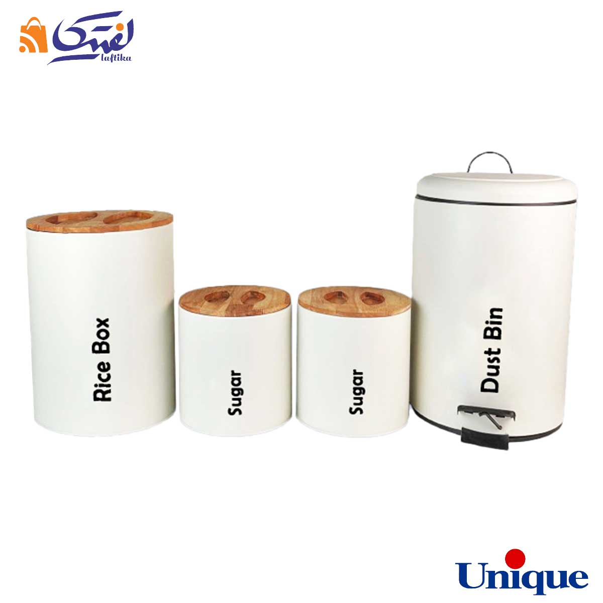 سرویس آشپزخانه یونیک 4 پارچه UN-8028 سفید درب بامبو