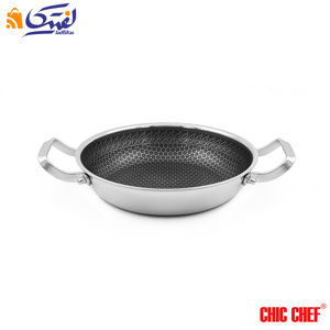 تابه استیل کربنی CC8163-24 دو دسته چیک چف