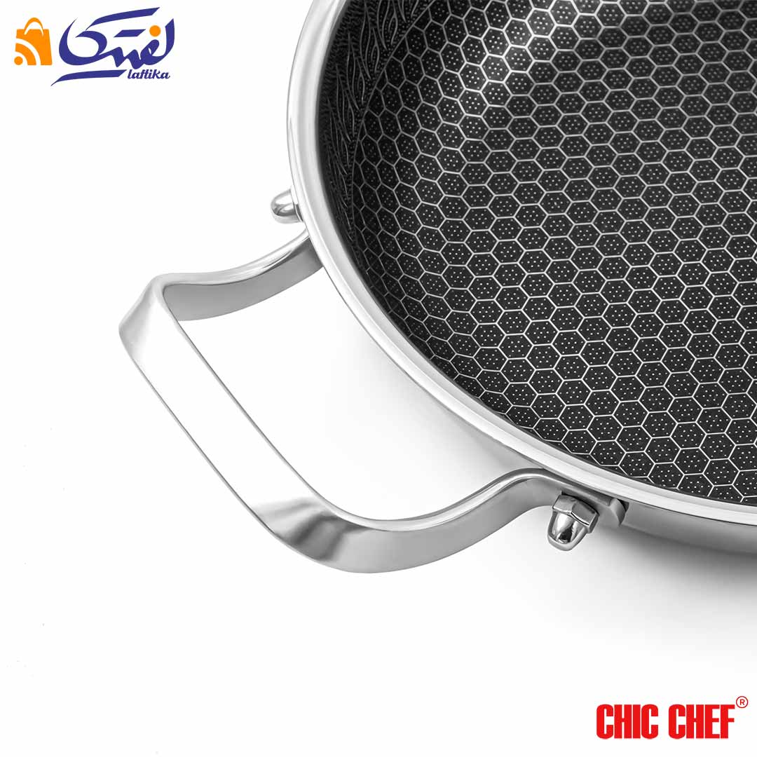 قیمت تابه استیل کربنی CC8163-24 دو دسته چیک چف