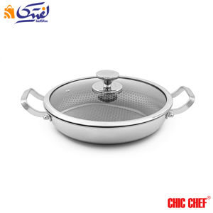 تابه استیل کربنی CC8163-28 دو دسته چیک چف