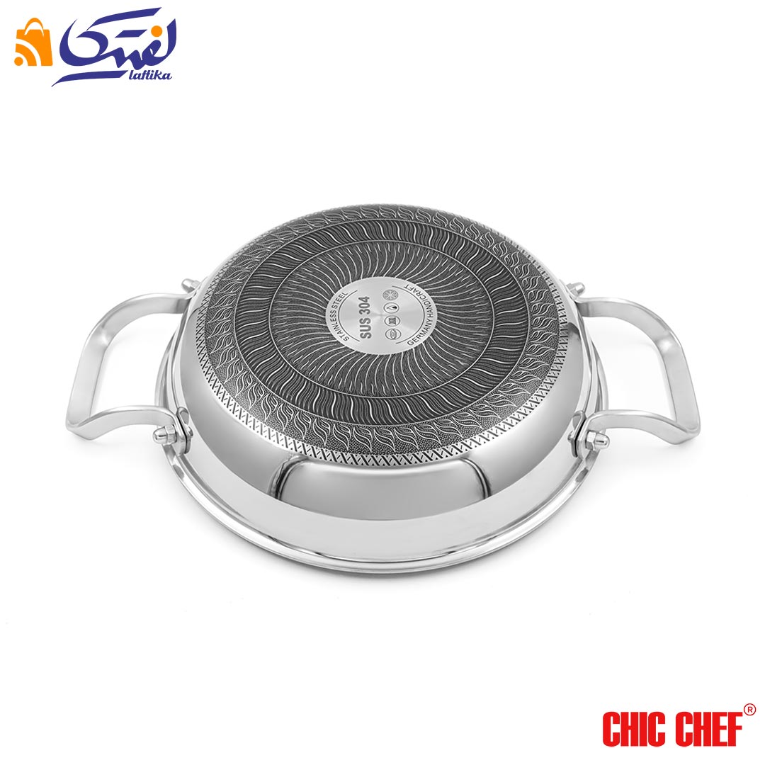 خرید قسطی تابه استیل کربنی CC8163-28 دو دسته چیک چف