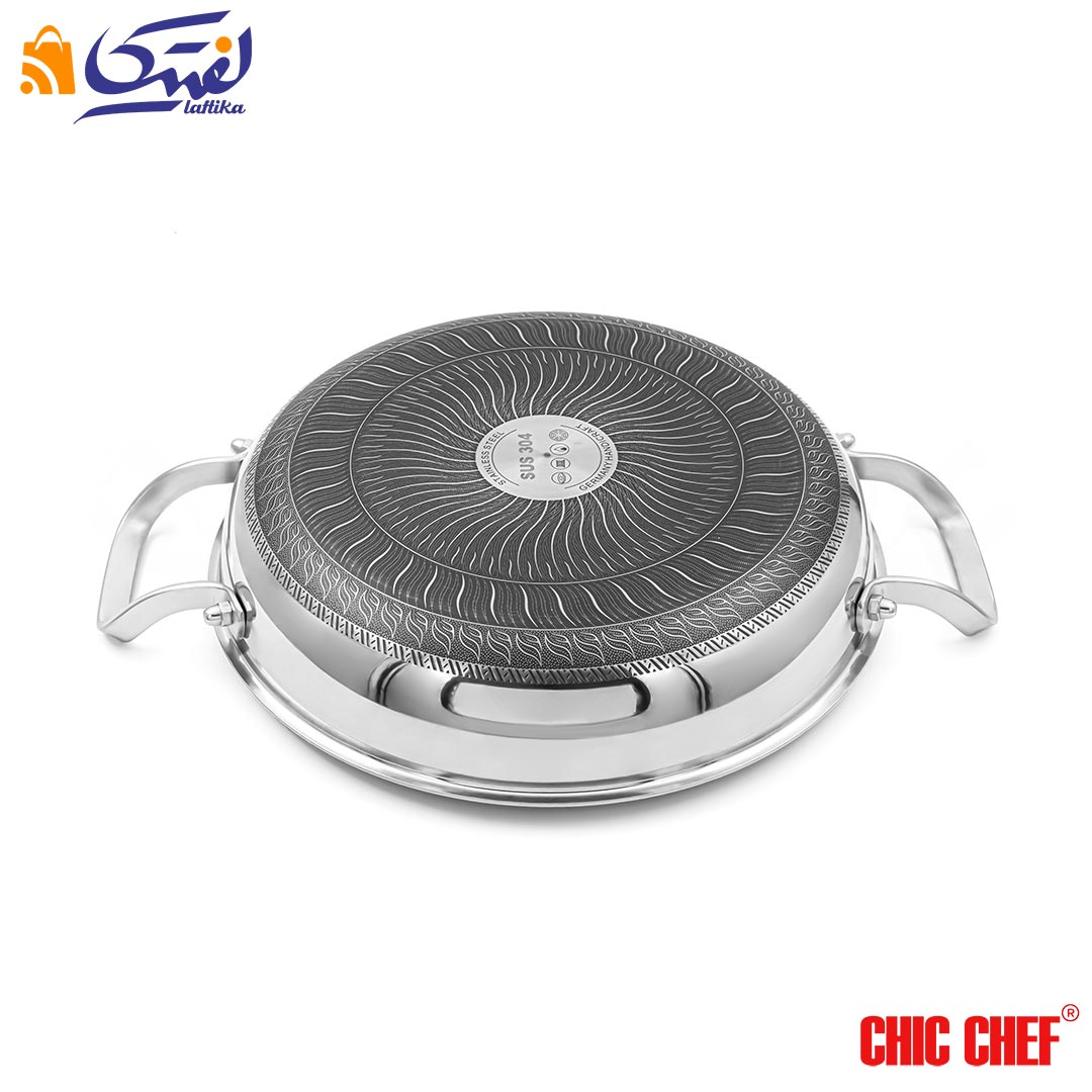 مشخصات تابه استیل کربنی CC8163-30 دو دسته چیک چف