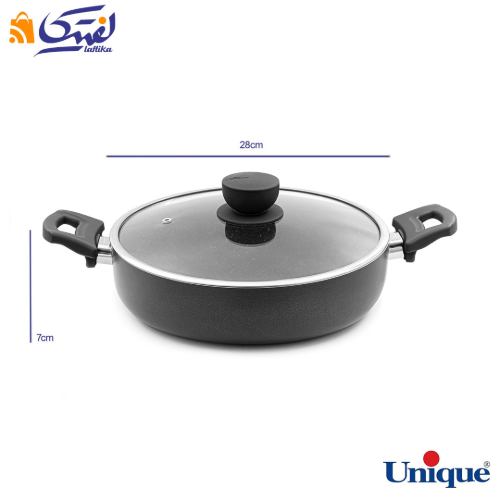 ابعاد تابه دو دسته یونیک 28 کف گرانیت طوسی تیره UN-8126