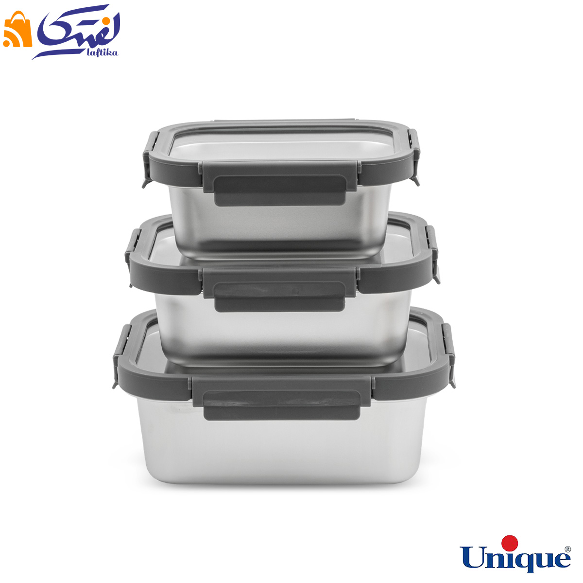 ست ظرف نگهدارنده 3 تیکه استیل یونیک UN-1409