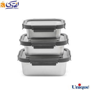 ست ظرف نگهدارنده 3 تیکه استیل یونیک UN-1409